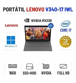 LENOVO V340-17 IWL | 17" FULLHD | i7-8565U | 16GB RAM | SSD+HDD | NVIDIA MX230 | TECLADO NUMÉRICO