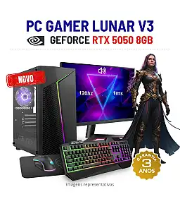 CONJUNTO GAMER LUNAR V3 NOVO | RTX5050-8GB | RYZEN 5 = i7-10700F | 16GB RAM | 960GB SSD COM MONITOR + ACESSORIOS