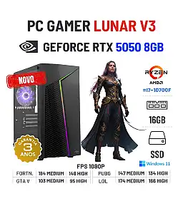PC GAMER LUNAR V3 NOVO | RTX5050-8GB | RYZEN 5 = i7-10700F | 16GB RAM | 960GB SSD