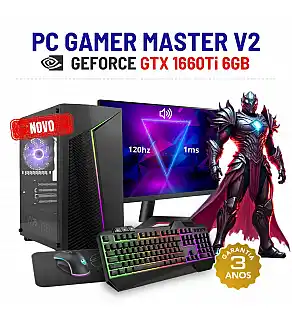 CONJUNTO GAMER MASTER V2 NOVO | GTX1660Ti-6GB | i3-12GEN=I7-9700 | 16GB RAM | 480GB SSD COM MONITOR + ACESSORIOS