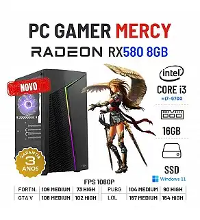 PC GAMER MERCY NOVO | RX580-8GB | i3-12GEN=I7-9700 | 16GB RAM | 480GB SSD PC GAMER MERCY NOVO | RX580-8GB | i3-12GEN=I7-9700 | 16GB RAM | 480GB SSD
