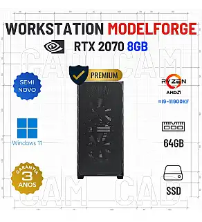 WORKSTATION MODEL FORGE | RYZEN 7 = I9-11900KF | 64GB RAM | 960GB SSD | RTX2070-8GB | OFERTA DE OFFICE 2021