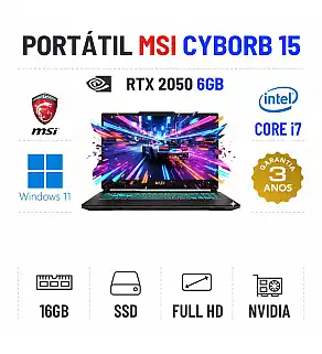 MSI CYBORG 15 A12UCX | 15.6'' FULLHD 144HZ | i7-12650H | 16GB RAM | 480GB SSD | RTX2050 4GB