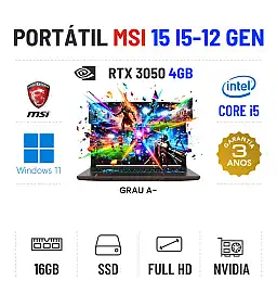 MSI THIN B12UC | 15.6'' FULLHD 144HZ | i5-12450H | 16GB RAM | 480GB SSD | RTX 3050 4GB MSI THIN B12UC | 15.6'' FULLHD 144HZ | i5-12450H | 16GB RAM | 480GB SSD | RTX 3050 4GB