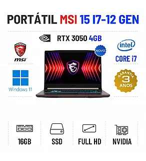 MSI THIN B12UC | 15.6'' FULLHD | i7-12650H | 16GB RAM | 960GB SSD | RTX 3050 4GB 