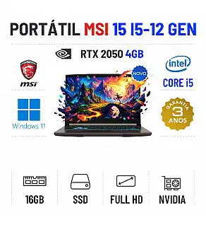 MSI THIN B12UCX | 15.6'' FULLHD | i5-12450H | 16GB RAM | 480GB SSD | RTX 2050 4GB MSI THIN B12UCX | 15.6'' FULLHD | i5-12450H | 16GB RAM | 480GB SSD | RTX 2050 4GB