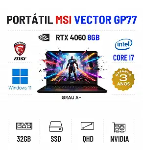 MSI VECTOR GP77 | 17.3'' QHD 240HZ | i7-13700H | 32GB RAM | 960GB SSD | RTX 4060 8GB | TECLADO NUMÉRICO