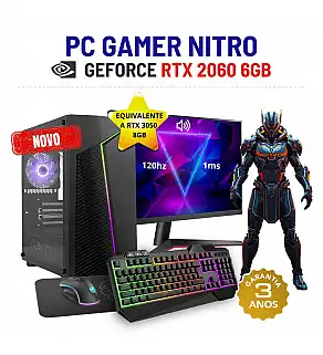 CONJUNTO GAMER NITRO | RTX2060-6GB SUPERIOR A RTX3050-8GB | i3-12GEN=I7-9700 | 16GB RAM | 480GB SSD COM MONITOR + ACESSORIOS