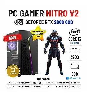 PC GAMER NITRO V2 NOVO | RTX2060-6GB SUPERIOR A RTX3050-8GB | i3-12GEN=I7-9700 | 32GB RAM | 480GB SSD OFERTA KIT TECLADO+RATO+TAPETE PC GAMER NITRO V2 NOVO | RTX2060-6GB SUPERIOR A RTX3050-8GB | i3-12GEN=I7-9700 | 32GB RAM | 480GB SSD OFERTA KIT TECLADO+RATO+TAPETE