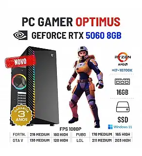 PC GAMER OPTIMUS NOVO | RTX5060-8GB | RYZEN 5 = i7-10700K | 16GB RAM | 960GB SSD