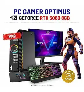 CONJUNTO GAMER OPTIMUS NOVO | RTX5060-8GB | RYZEN 5 = i7-10700K | 16GB RAM | 960GB SSD COM MONITOR + ACESSORIOS