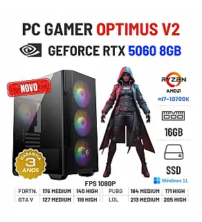 PC GAMER OPTIMUS V2 NOVO | RTX5060-8GB | RYZEN 5 = i7-10700K | 16GB RAM | 2TB SSD