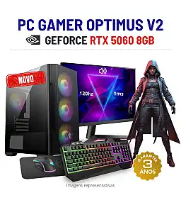 CONJUNTO GAMER OPTIMUS V2 NOVO | RTX5060-8GB | RYZEN 5 = i7-10700K | 16GB RAM | 2TB SSD COM MONITOR + ACESSORIOS