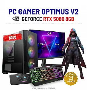 CONJUNTO GAMER OPTIMUS V2 NOVO | RTX5060-8GB | RYZEN 5 = i7-10700K | 16GB RAM | 2TB SSD COM MONITOR + ACESSORIOS