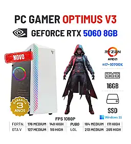 PC GAMER OPTIMUS V3 NOVO | RTX5060-8GB | RYZEN 5 = i7-10700K | 16GB RAM | 960GB SSD