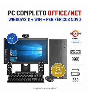 CONJUNTO PC OFFICE/NET | RYZEN 3 = i5-7600 | 16GB RAM | 240GB SSD COM MONITOR + ACESSORIOS