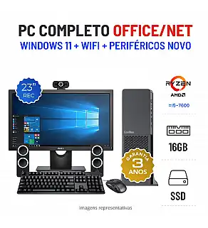 CONJUNTO PC OFFICE/NET SFF | RYZEN 3 = i5-7600 | 16GB RAM | 240GB SSD COM MONITOR + ACESSORIOS
