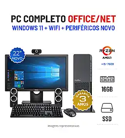 CONJUNTO PC OFFICE/NET SFF | RYZEN 3 = i5-7600 | 16GB RAM | 240GB SSD COM MONITOR + ACESSORIOS