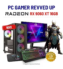 CONJUNTO GAMER REVVED UP NOVO | RX9060XT-16GB | RYZEN 5 = i7-11700 | 16GB RAM | 960GB SSD COM MONITOR + ACESSORIOS