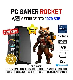 PC GAMER ROCKET SEMI-NOVO | GTX1070-8GB SUPERIOR A RTX3050-8GB | XEON 16 CORES SUPERIOR i7-10700 | 16GB RAM | 960GB SSD