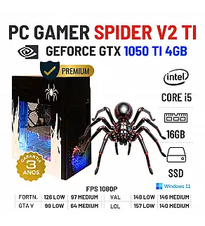 PC GAMER SPIDER V2 Ti | GTX1050Ti-4GB | I5-8500 | 16GB RAM | 240GB SSD