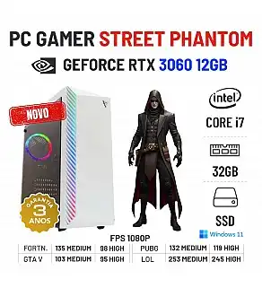 PC GAMER STREET PHANTOM NOVO | RTX3060-12GB | i7-13700 | 32GB RAM | 960GB SSD OFERTA KIT TECLADO+RATO+TAPETE PC GAMER STREET PHANTOM NOVO | RTX3060-12GB | i7-13700 | 32GB RAM | 960GB SSD OFERTA KIT TECLADO+RATO+TAPETE