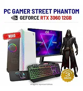 CONJUNTO GAMER STREET PHANTOM | RTX3060-12GB | i7-13700 | 32GB RAM | 960GB SSD COM MONITOR + ACESSORIOS