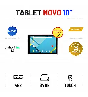 TABLET NOVO | 10" TOUCH | MTK8168B | 4GB RAM | 64GB EMMC COM OFERTA DE CANETA