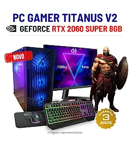 CONJUNTO GAMER TITANUS V2 NOVO | RTX2060SUPER-8GB | RYZEN 5 = i7-10700K | 16GB RAM | 480GB SSD COM MONITOR + ACESSORIOS CONJUNTO GAMER TITANUS V2 NOVO | RTX2060SUPER-8GB | RYZEN 5 = i7-10700K | 16GB RAM | 480GB SSD COM MONITOR + ACESSORIOS