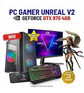 CONJUNTO GAMER UNREAL V2 | GTX970-4GB SUPERIOR A GTX1650-4GB | RYZEN 3 = i7-7700K | 16GB RAM | 240GB SSD COM MONITOR + ACESSORIOS CONJUNTO GAMER UNREAL V2 | GTX970-4GB SUPERIOR A GTX1650-4GB | RYZEN 3 = i7-7700K | 16GB RAM | 240GB SSD COM MONITOR + ACESSORIOS