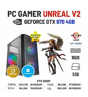 PC GAMER UNREAL V2 NOVO | GTX970-4GB SUPERIOR A GTX1650-4GB | RYZEN 3 = i7-7700K | 16GB RAM | 240GB SSD