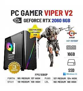 PC GAMER VIPER V2 | RTX2060-6GB SUPERIOR A RTX3050-8GB | RYZEN=i7-10700F | 16GB RAM | 960GB SSD