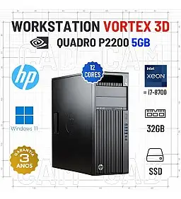 WORKSTATION VORTEX 3D | XEON 12 CORES SUPERIOR A I7-8700 | 32GB RAM | 960GB SSD | QUADRO P2200 5GB