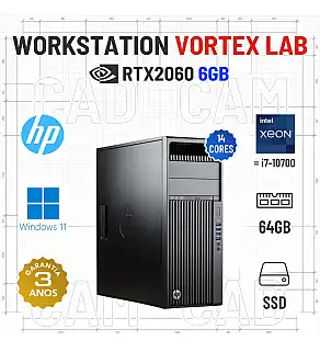 WORKSTATION 3D/CAD VORTEX LAB HP Z440 | XEON 14 CORES = i7-10700 | 64GB RAM | 480GB SSD | RTX2060-6GB | OFERTA DE OFFICE 2021