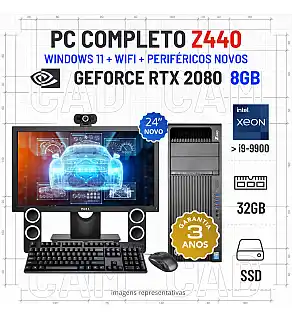 CONJUNTO 3D/CAD PRECISION BOX | XEON 18 CORES SUPERIOR A i9-9900 | 32GB RAM | 960GB SSD | RTX2080-8GB COM MONITOR + ACESSORIOS