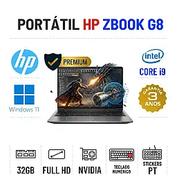 HP ZBOOK POWER G8 | 15.6" FULLHD | i9-11900H | 32GB RAM | 960GB SSD | QUADRO RTX A2000 4GB | TECLADO NUMÉRICO