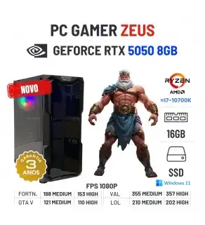 PC GAMER ZEUS NOVO | RTX5050-8GB | RYZEN 5 = i7-10700K | 16GB RAM | 480GB SSD