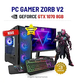 CONJUNTO GAMER ZORB V2 | GTX1070-8GB SUPERIOR A RTX3050-8GB | RYZEN 5 = i7-10700F | 16GB RAM | 480GB SSD COM MONITOR + ACESSORIOS