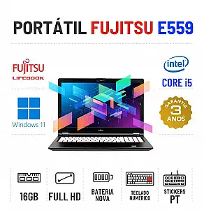 FUJITSU LIFEBOOK E559 | 15.6" FULLHD | i5-8265U | 16GB RAM | 480GB SSD | BATERIA NOVA | TECLADO NUMÉRICO | OFERTA DE OFFICE 2021 FUJITSU LIFEBOOK E559 | 15.6" FULLHD | i5-8265U | 16GB RAM | 480GB SSD | BATERIA NOVA | TECLADO NUMÉRICO | OFERTA DE OFFICE 2021