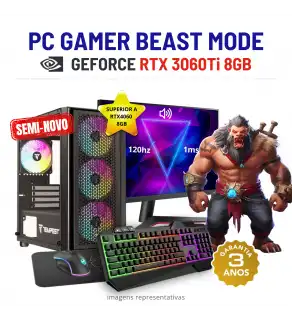 CONJUNTO GAMER BEAST MODE SEMI-NOVO | RTX3060Ti-8GB SUPERIOR A RTX4060-8GB | RYZEN 5 = i7-10700K | 16GB RAM | SSD + HDD COM MONITOR + ACESSORIOS CONJUNTO GAMER BEAST MODE SEMI-NOVO | RTX3060Ti-8GB SUPERIOR A RTX4060-8GB | RYZEN 5 = i7-10700K | 16GB RAM | SSD + HDD COM MONITOR + ACESSORIOS