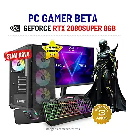 CONJUNTO GAMER BETA SEMI-NOVO | RTX2080SUPER-8GB SUPERIOR A RTX4060-8GB | i5-12GEN=I7-10700KF | 16GB RAM | 480GB SSD COM MONITOR + ACESSORIOS