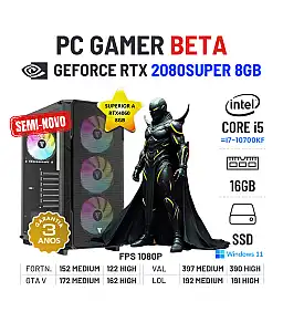 PC GAMER BETA SEMI-NOVO | RTX2080SUPER-8GB SUPERIOR A RTX4060-8GB | i5-12GEN=I7-10700KF | 16GB RAM | 480GB SSD