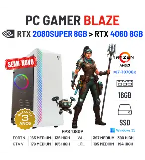 PC GAMER BLAZE SEMI-NOVO | RTX2080SUPER-8GB SUPERIOR A RTX4060-8GB | RYZEN 5 = i7-10700K | 16GB RAM | 480GB SSD PC GAMER BLAZE SEMI-NOVO | RTX2080SUPER-8GB SUPERIOR A RTX4060-8GB | RYZEN 5 = i7-10700K | 16GB RAM | 480GB SSD
