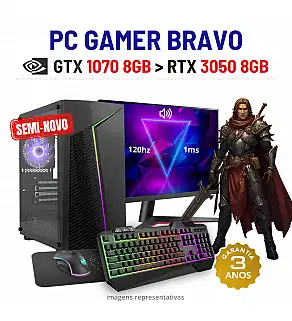 CONJUNTO GAMER BRAVO SEMI-NOVO | GTX1070-8GB SUPERIOR A RTX3050-8GB | XEON 12 CORES = i7-9700KF | 16GB RAM | 240GB SSD COM MONITOR + ACESSORIOS