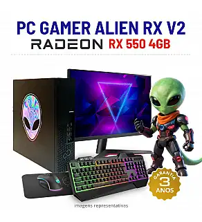 CONJUNTO GAMER ALIEN RX V2 | RX550-4GB | I5-8500 | 16GB RAM | 240GB SSD COM MONITOR + ACESSORIOS