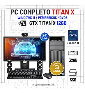 CONJUNTO 3D/CAD TITAN X HP Z440 | XEON 14 CORES = i7-10700 | 32GB RAM | 480GB SSD | GTX TITAN X 12GB COM MONITOR + ACESSORIOS