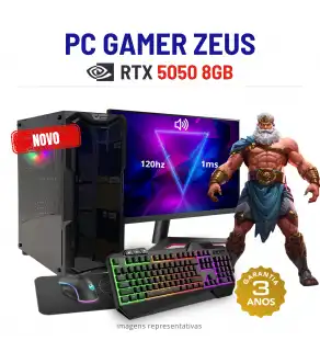 CONJUNTO GAMER ZEUS NOVO | RTX5050-8GB | RYZEN 5 = i7-10700K | 16GB RAM | 480GB SSD COM MONITOR + ACESSORIOS
