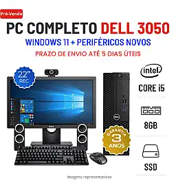 CONJUNTO DELL 3050 SFF | I5-6500 | 8GB RAM | SSD COM MONITOR + ACESSORIOS