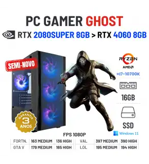 PC GAMER GHOST SEMI-NOVO | RTX2080SUPER-8GB SUPERIOR A RTX4060-8GB | RYZEN 5 = i7-10700K | 16GB RAM | 480GB SSD PC GAMER GHOST SEMI-NOVO | RTX2080SUPER-8GB SUPERIOR A RTX4060-8GB | RYZEN 5 = i7-10700K | 16GB RAM | 480GB SSD