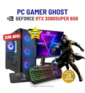CONJUNTO GAMER GHOST SEMI-NOVO | RTX2080SUPER-8GB SUPERIOR A RTX4060-8GB | RYZEN 5 = i7-10700K | 16GB RAM | 480GB SSD COM MONITOR + ACESSORIOS CONJUNTO GAMER GHOST SEMI-NOVO | RTX2080SUPER-8GB SUPERIOR A RTX4060-8GB | RYZEN 5 = i7-10700K | 16GB RAM | 480GB SSD COM MONITOR + ACESSORIOS